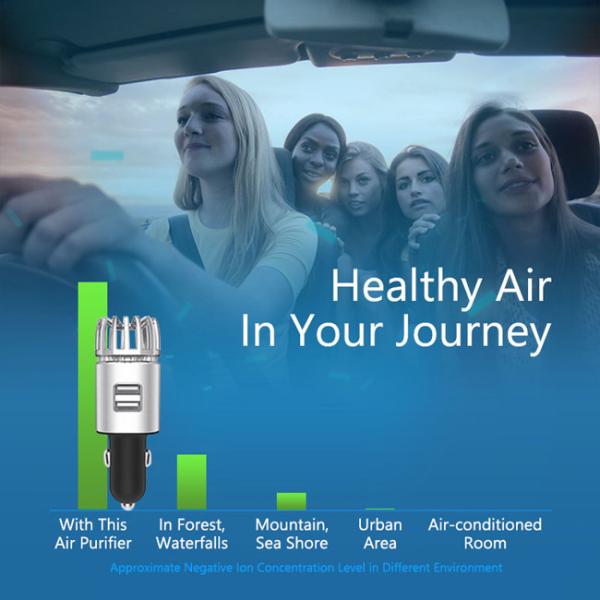 Fast Charge 2 USB Aluminum Air Purifier Car Charger 12W DC 5V