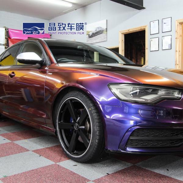 Anti Scratch TPH PET Vinyl Film , Self Adhesive Chameleon Purple Wrap