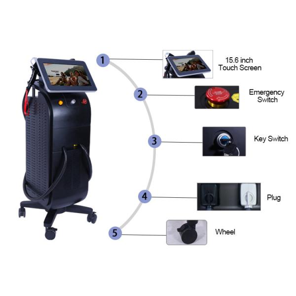 adaptador sin dolor de la máquina 500W Epilator del retiro del pelo del laser 808nm