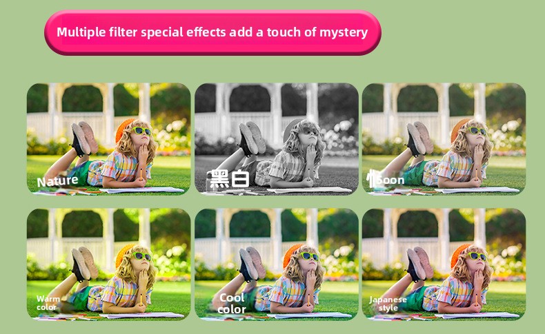 Children's Mini Camera 2-Inch Screen ABS Material Can Take Photos & Videos Play Games HD Children's Toy Cartoon Gift