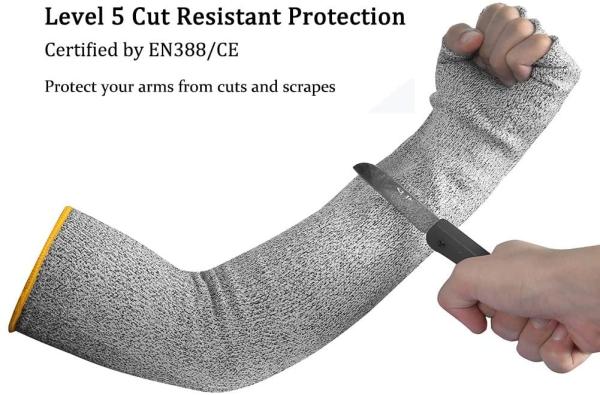 Nylon HPPE 13 Gauge Knife Proof Cut Resistant Sleeves With Thumb Hole