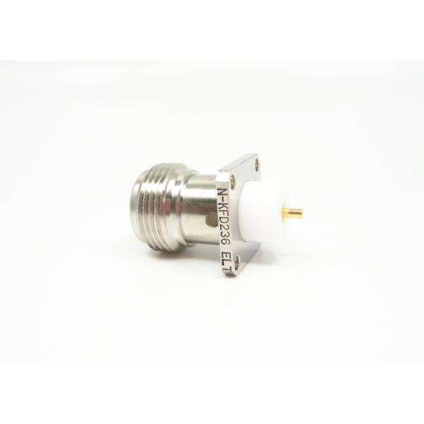 Coaxial Female N Type RF Connector Nickel Plated 4 Holes Flange Mount