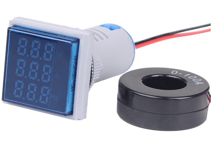 Square LED Digital Voltmeter Ammeter Combo Meter HZ Hertz Signal Lights Voltage Current Frequency Indicator Tester AC Power