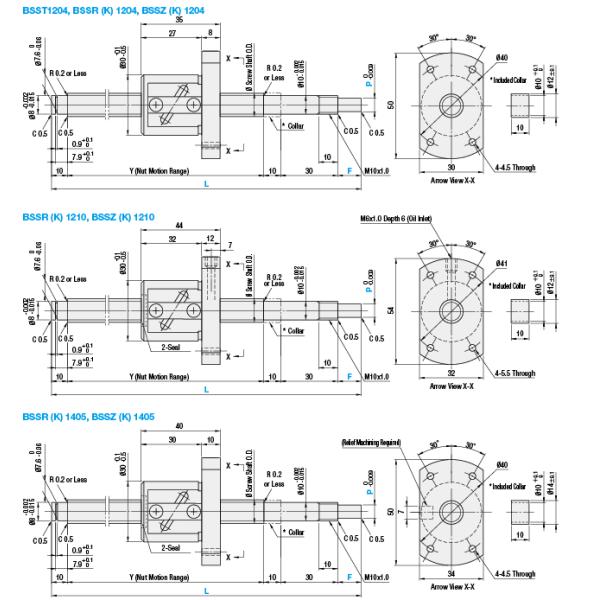 MISUMI Rolled Ball Screw-Thread Diameter 12 or 14- Lead 4 5 or10-Precision Grade C7 or C10 Series BSSZK1204L-[150-800/1]-F[15-24 new and 100% Original