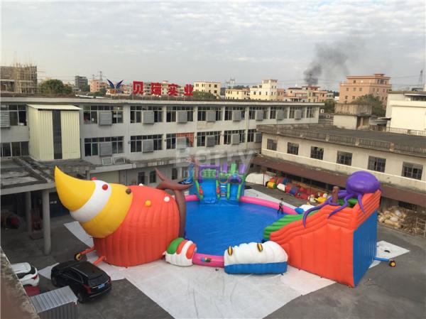 Parque inflável exterior gigante da água, corrediça de água feita sob encomenda do polvo das crianças