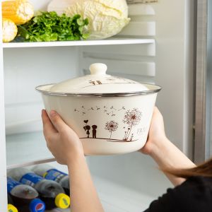 Custom Size Round Enamel Finger Bowl Wash Bowl Old Lard Basin with Lid