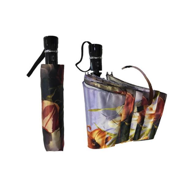 Compact Rainmate Umbrella , Travel Sun Umbrella Custom Prints Satin Fabric