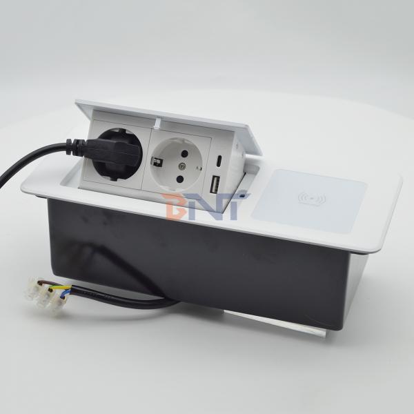 Tabletop Pop-up Electrical Socket Power Extension Cord USB Charging Wireless Charger-US/EU/AU Plug Standards 16A/5A Rated