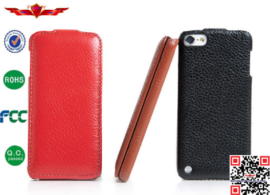 100% Perfect Fit Genuine Leather Flip Cover Case For Ipod Touch 5 High Quality Durable