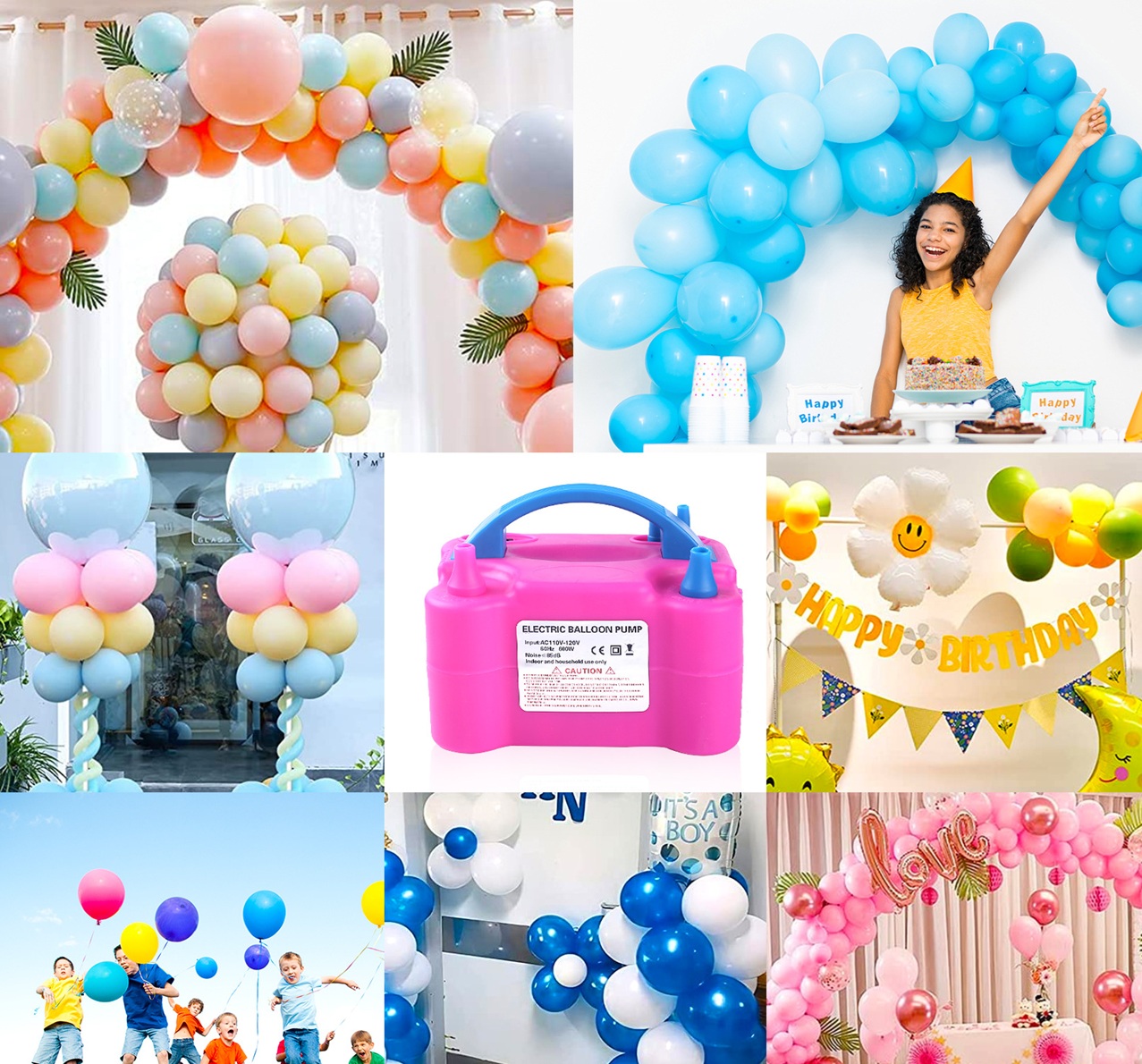 SPU Dual-Purpose Electric Air Pump Double-Layer Balloon Inflator PP Material Portable Automatic for Wedding Room Decorations