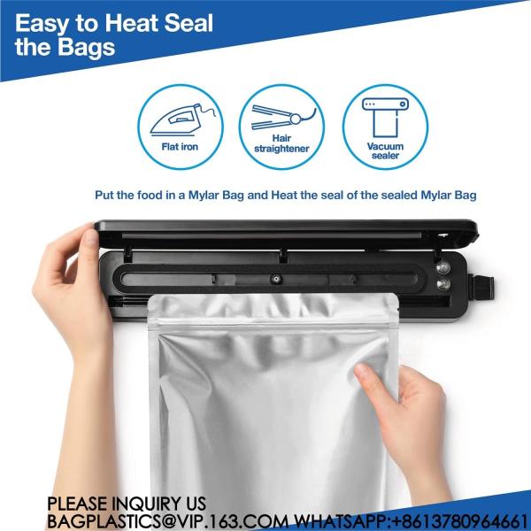 Large Mylar Bags 1 Gallon(10x14), 7x10 & 5x8, 4x6 With 1 Side Clear - (25 Pcs Each) Stand Up Mylar Bags