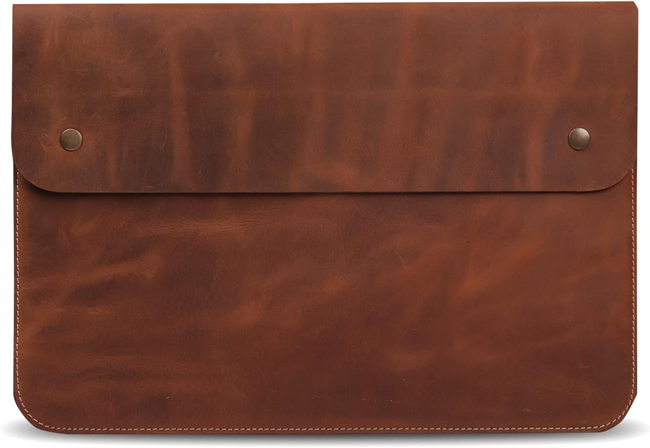 Top Grain Leather Bag Laptop Sleeve for MacBook Pro Air 14 13 Inch Genuine Leather Laptop Bag for M2 M4 Tablets Computers