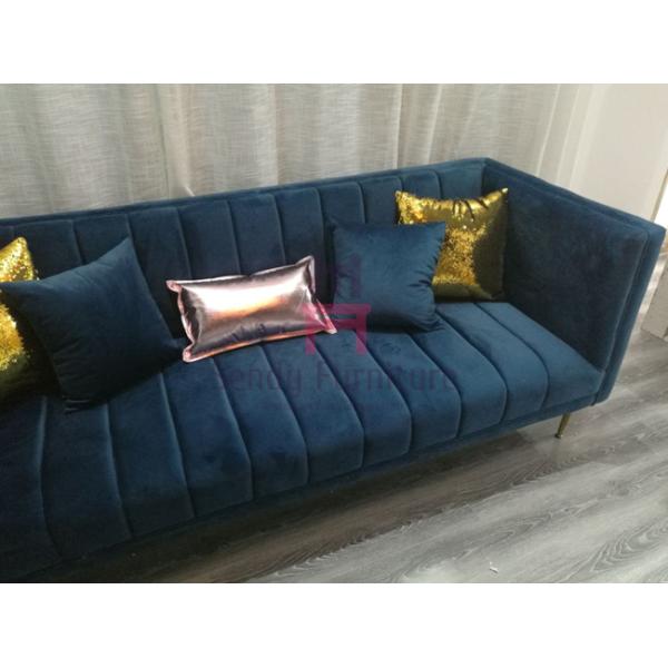 Hotel Restaurant Booth Bench Seating With Upholstered Velvet Arm And Steel Chrome Leg