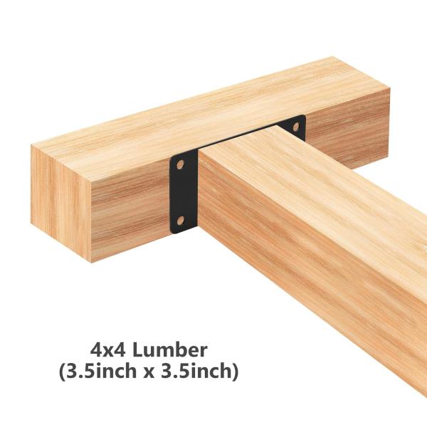 Black Steel Plate Post Anchor Base 2 pc for Wood Joint Wood Fence and Mail Post Bracket