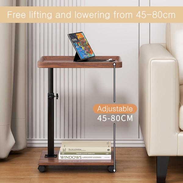 Modern Wood End Table for Living Room Study Bedroom Adjustable Height Nordic Square Coffee Rack Side Corner C Shaped