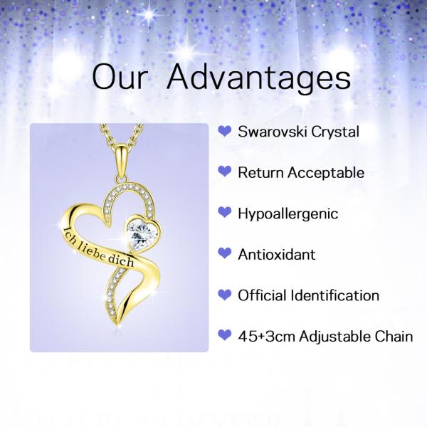 сердце двойника 0.29oz 18in сформировало любовь золота ожерелья бесконечную с белым Austrian crystal Кристл