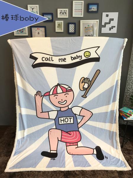 Children Cartoon Printed Plush Flannel Blanket , Warm Sherpa Kids Throw Blanket