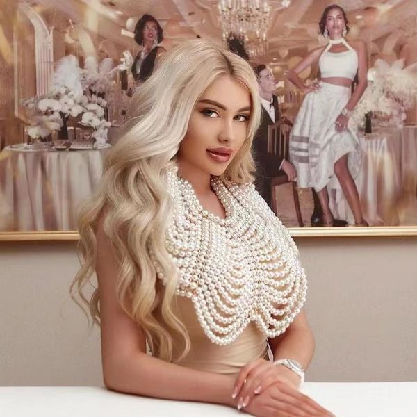 2025 Europe and America Multilayer Pearl Choker Chest Shoulder Chain Pearl Body Chain Wholesale Price