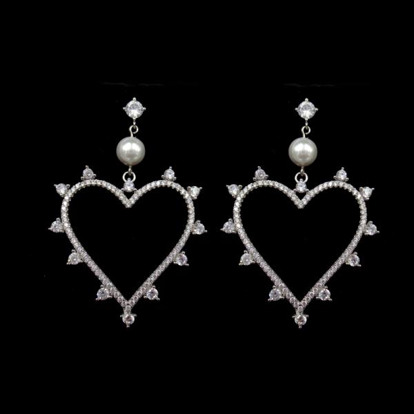 Korean Japanese Style 925 Silver Zircon Drop Earrings / Symmetry Pearl Shell Dangle Earrings