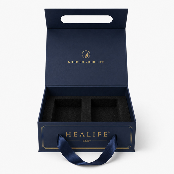 Magnetic Flip Top Gift Box Custom with Carry Handle Sponge Insert