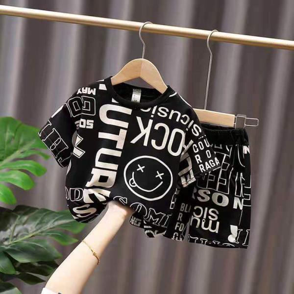 Regular Loose Kids Graffiti Shorts Set Primary Children'S Clothing Comfort Individuality