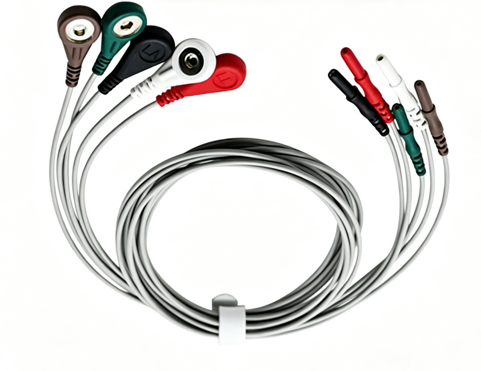 Din 1.5 5 Lead Holter Lead Wires ECG / EKG Medical Lead Wires