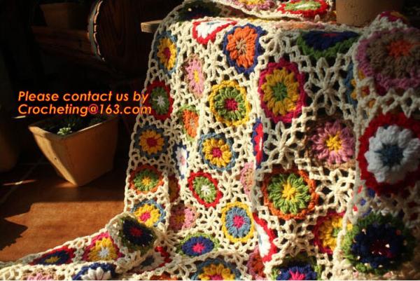Nordic Hand-woven crochet hook Daisy striped blanket, Cashmere knitted blanket, sofa blank