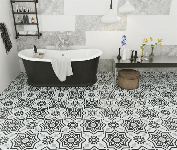 20x20cm Ceramic Rustic Tile for Indoor Floor Black Gray White
