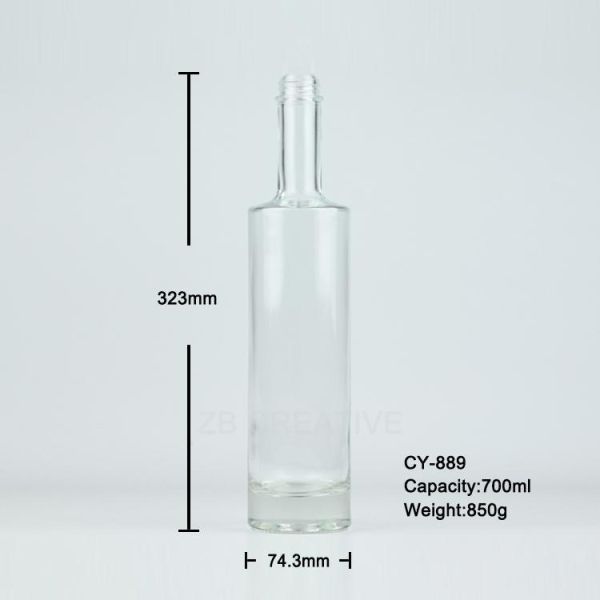 700ml White Crystal Glass Liquor Bottles Screw Top For Brandy 850g CY-889