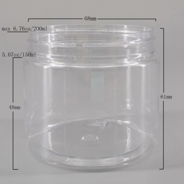 Tarros cosméticos del claro 6.76oz del acondicionamiento de los alimentos de la cápsula 63m m