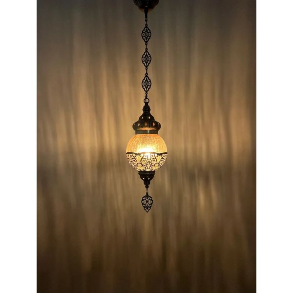 Light brown handmade glass Pendant lamp Moroccan bedroom bedside chandelier (WH-DC-76)