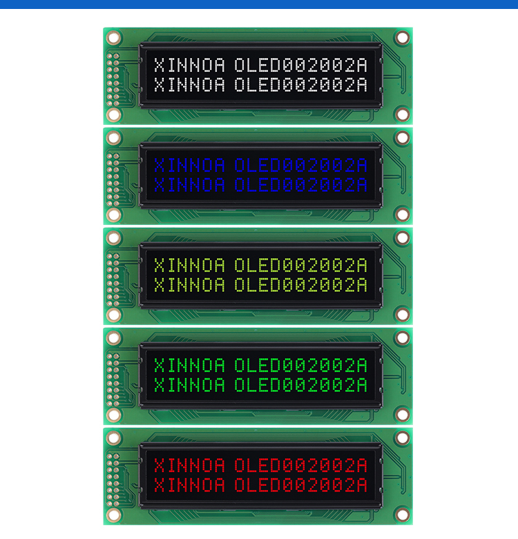 OLED002002A Character LCD Module, Black Film, Parallel Interface, 85x18.6mm View Size,  WS0010-TX Controller