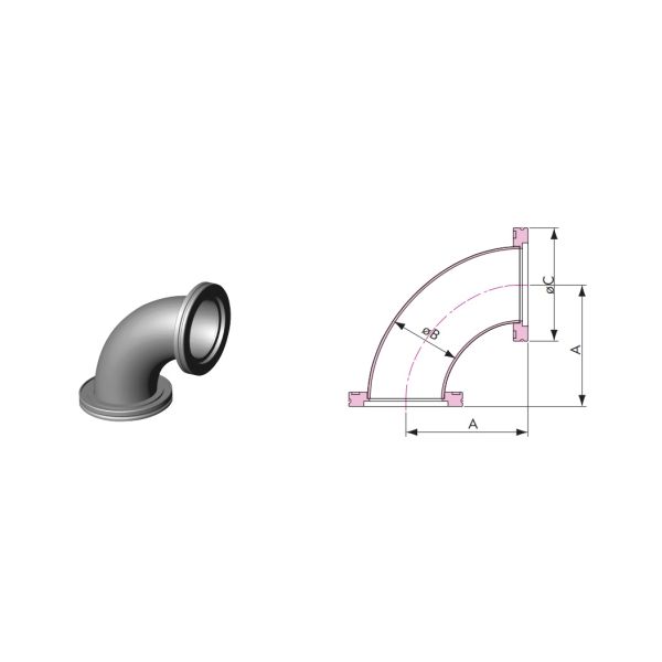 SUS304 SUS316L ISO 90 Degree Elbows For Vacuum System