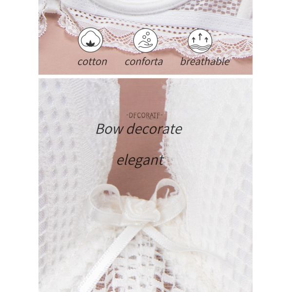 Women Sweet Sexy  Lingerie Set White Color Lace Sexy Lingerie Beautiful Underwear Matching Set Embroidered Lingerie for Women