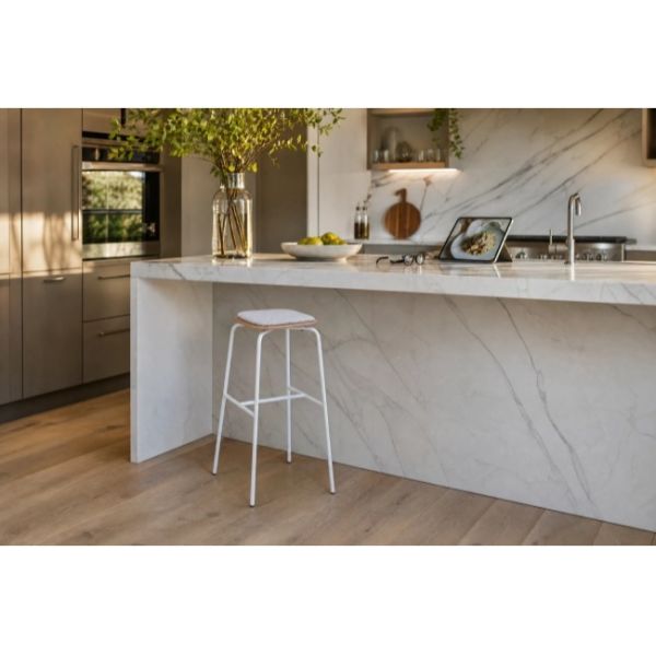 Backless Bar Stool And Table Wool Upholstered Commercial Bar Stool Ash Bentwood Metal Legs