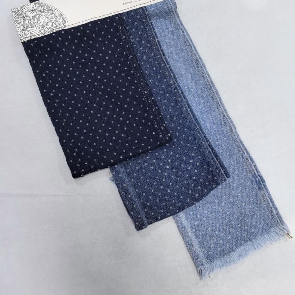 Middle Weight Polka Dot Circle Jacquard Denim Fabric Cotton Polyester for Fashion Jeans