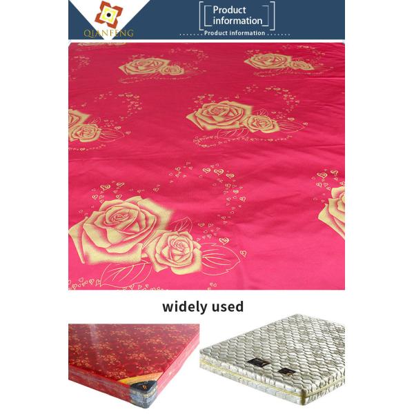 100% polyester warp knitted printed gold powder large rose mattress fabric
