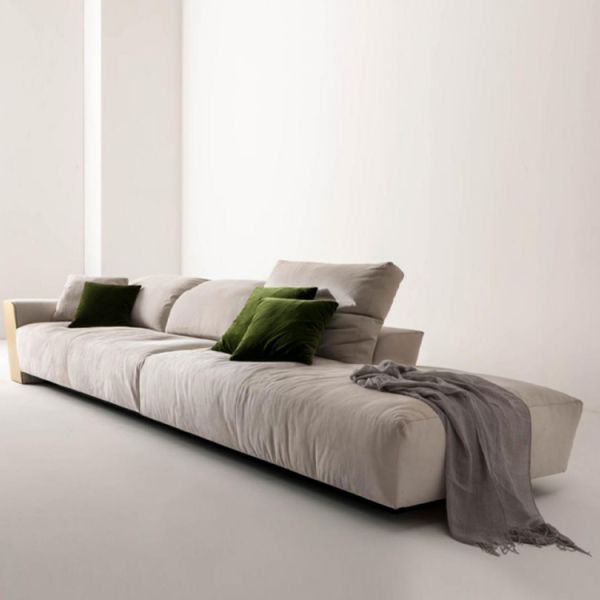 Italian Light Luxury Leather Sofa Living Room Three-person Stainless Steel Sofa Imported Frosted Leather Furniture