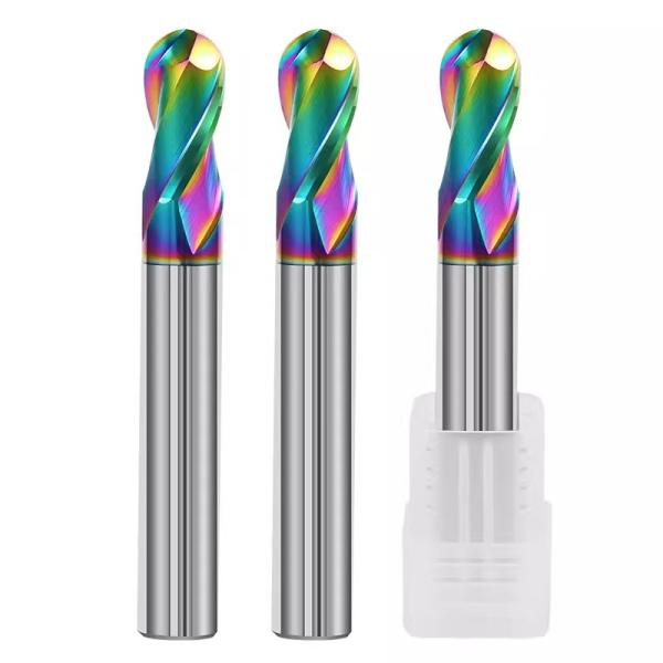 YingBa 4MM 6MM 8MM 2F Carbide Colorful Coating Ball Nose End Mill for Aluminum