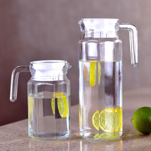 1100ml Octagonal Glass Pitcher For Water / Fruit Juice / Vegetable Juice