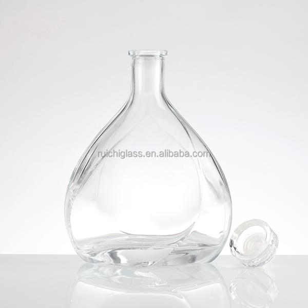 Collar Material Aluminum Plastic PP 350ml 500ml 750ml Brandy Glass Bottles with Cap