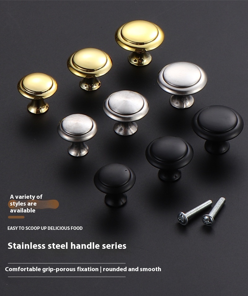 Single Hole Stainless Steel Mushroom Knob in Gold Silver Black-for Cabinets Door Shoe Drawer & Bedroom Bathroom Use