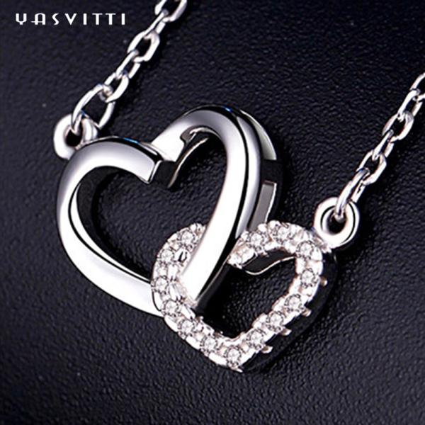 сердца ODM Валентайн сердца белого золота 2.17g 18in ожерелье привесного серебряного привесное