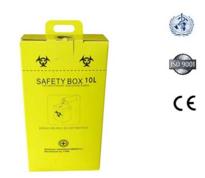 10L Safety box, Disposable Medical Cardboard Safety Box, Safety Box For Syringe,Needles and sharps, 10 Liters