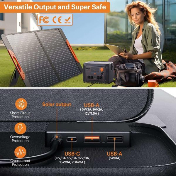Custom Foldable Portable Monocrystalline Solar Panels 120W Mono PERC Solar Cell Charging Kit for Campers Motorhomes RV Outdoors