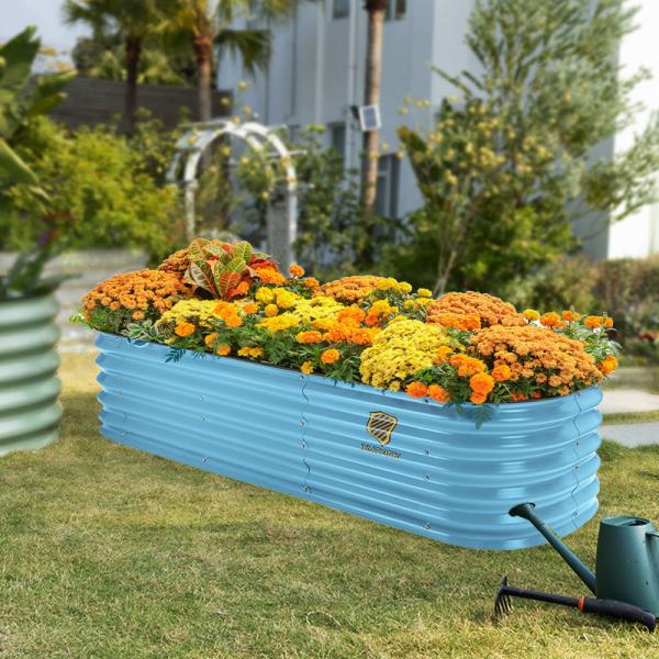 Open Base Galvanized Raised Garden Bed Kit 6.5*2*1.5Ft Erosion Resistant