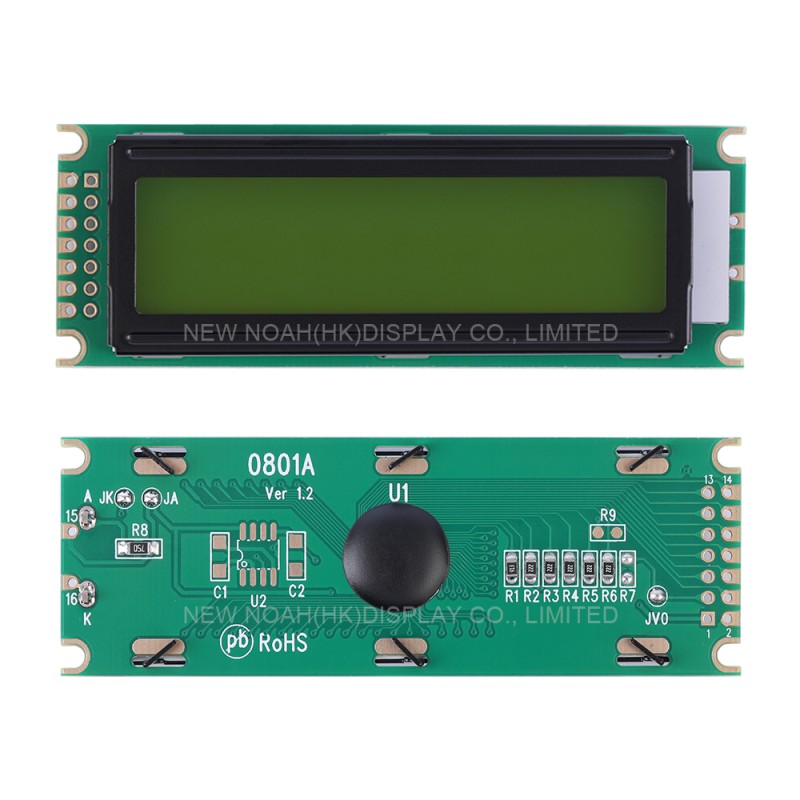 Yellow Green Film 0801A Character LCD Screen 01*8 LCD 8*1 0801 14 PIN