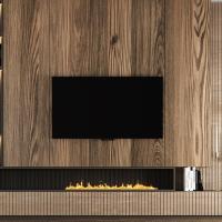 Armário de TV de luxo Armário de TV de madeira com lareira Unidade de parede Armário de TV de design moderno