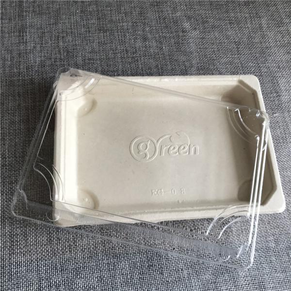 使い捨て食品容器 バガス製パン包装箱 PET蓋付き