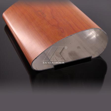 Wood Grain Aluminum Extrusion Profiles , Aluminum Exterior Handrails For Indoor Shop Handrail